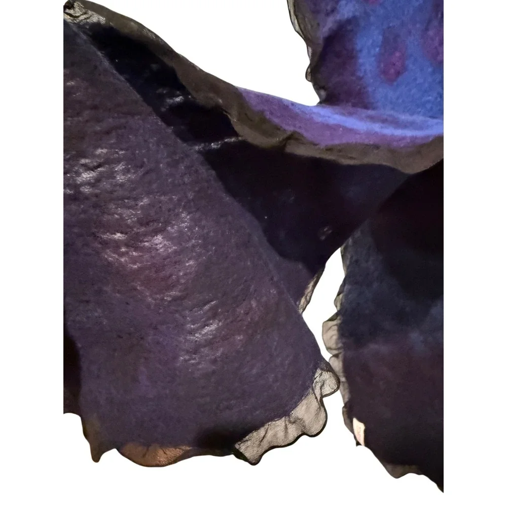 Authentic Andrea LeBeau Artisan Nuno Felted Scarf & Silk Chiffon Edges Lagenlook